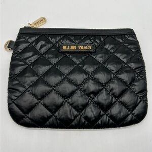 Ellen Tracy vegan leather diamond quilted clutch